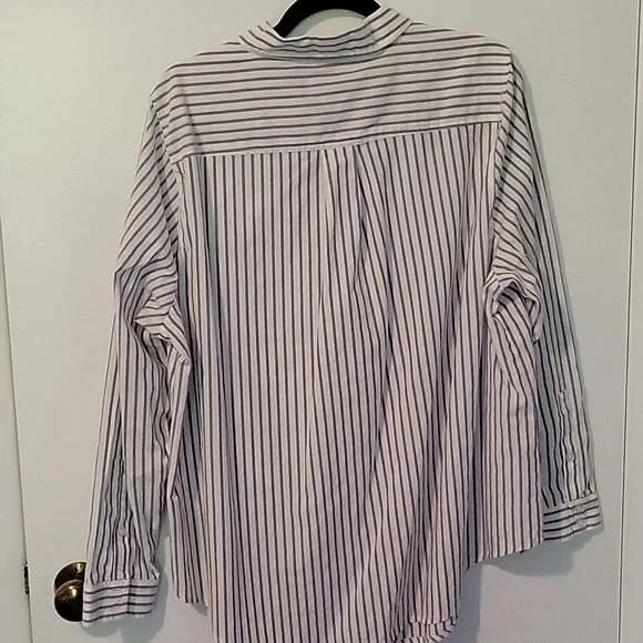 Torrid Blue and White Striped Button Down Long Sleeve Shirt - Picture 6 of 10